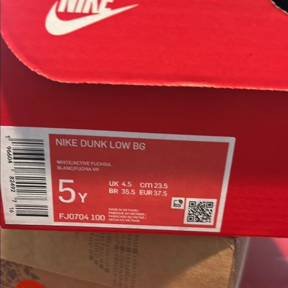Nike Dunk Low BG White and Active Fuchsia